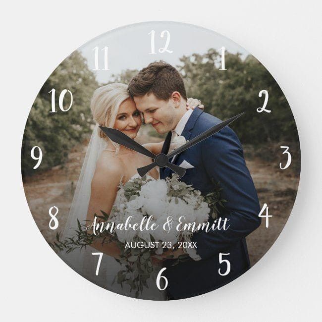 Custom Photo Wall Clock – Personalized Romantic Couple Picture Clock for Home Déco
